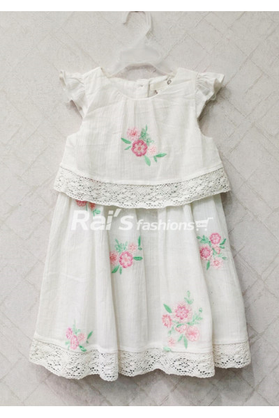 All Over Embroidery Work Cotton Kids Dress (KRB8)